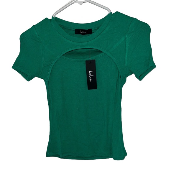 NWT Lulu’s Flirty Little Secret Cutout Top, Green - Picture 3 of 4